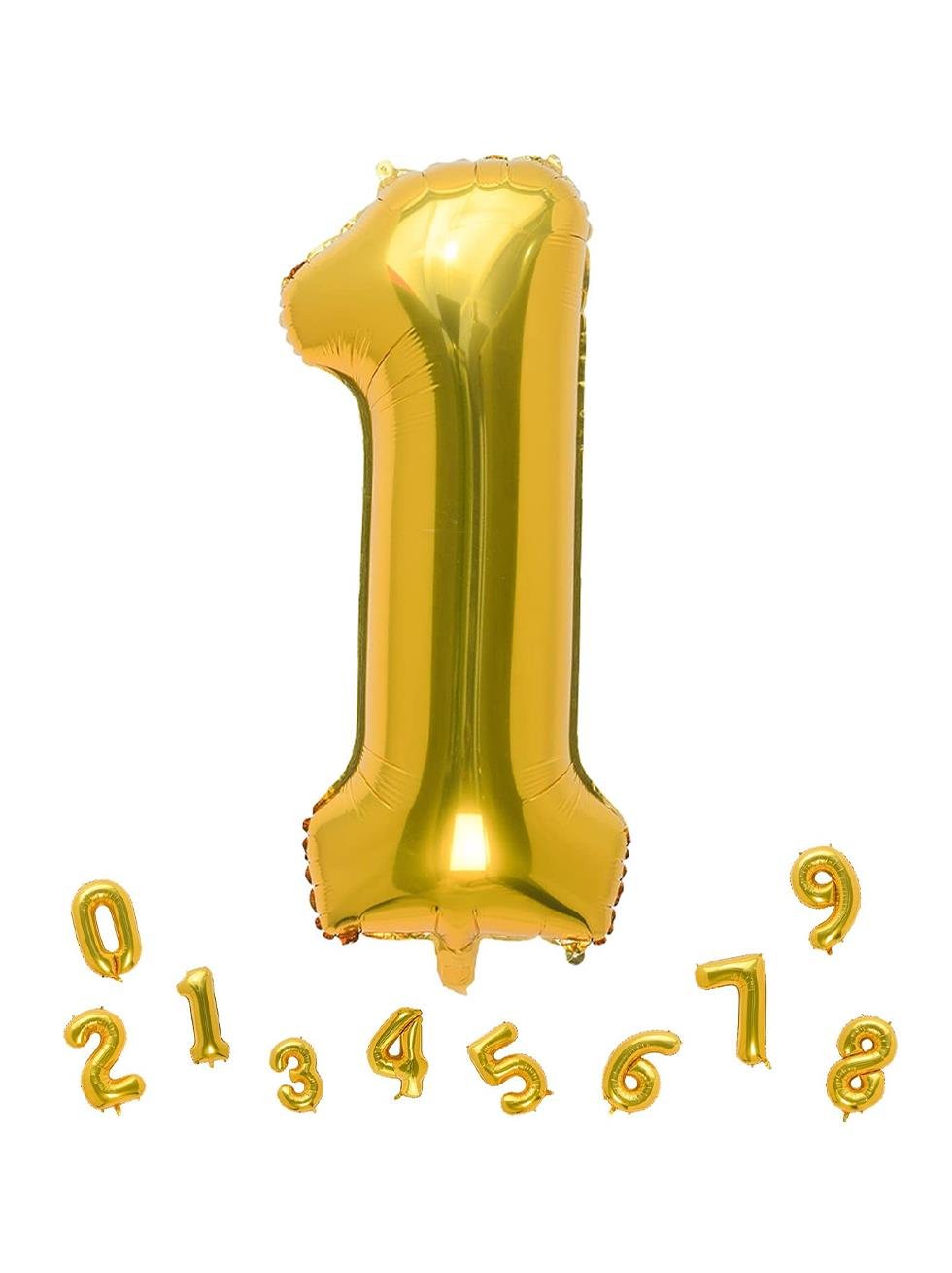 Rakam Folyo Balon 1 Rakam Altın 1 Yaş Doğum Günü Parti Balonu 86 cm 34 inc