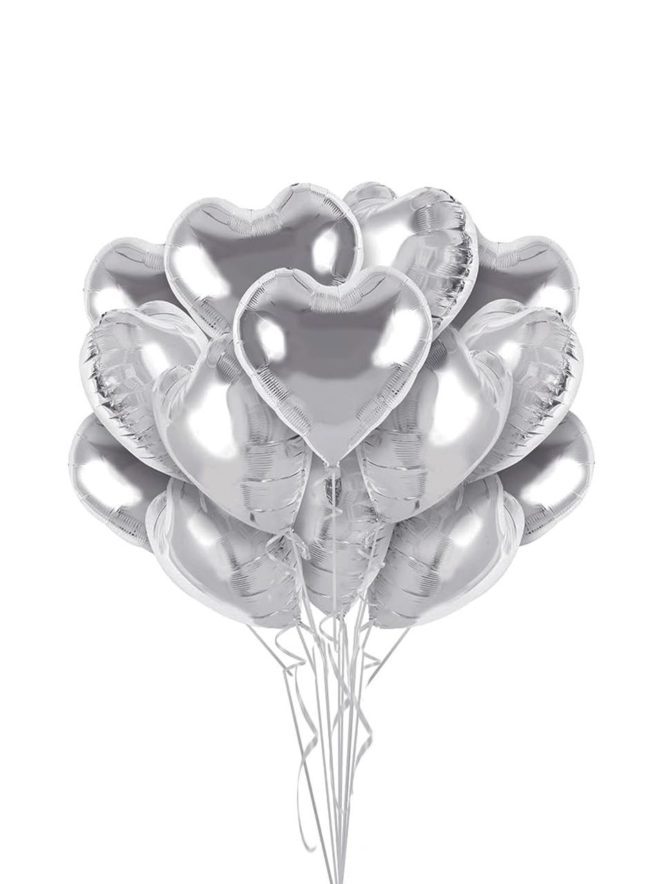 Kalp Folyo Balon Gümüş Rengi Kalp Parti Balonu 24 inc 60 cm