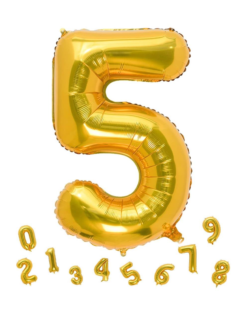 Rakam Folyo Balon 5 Altın  Renk 100 Cm - 40