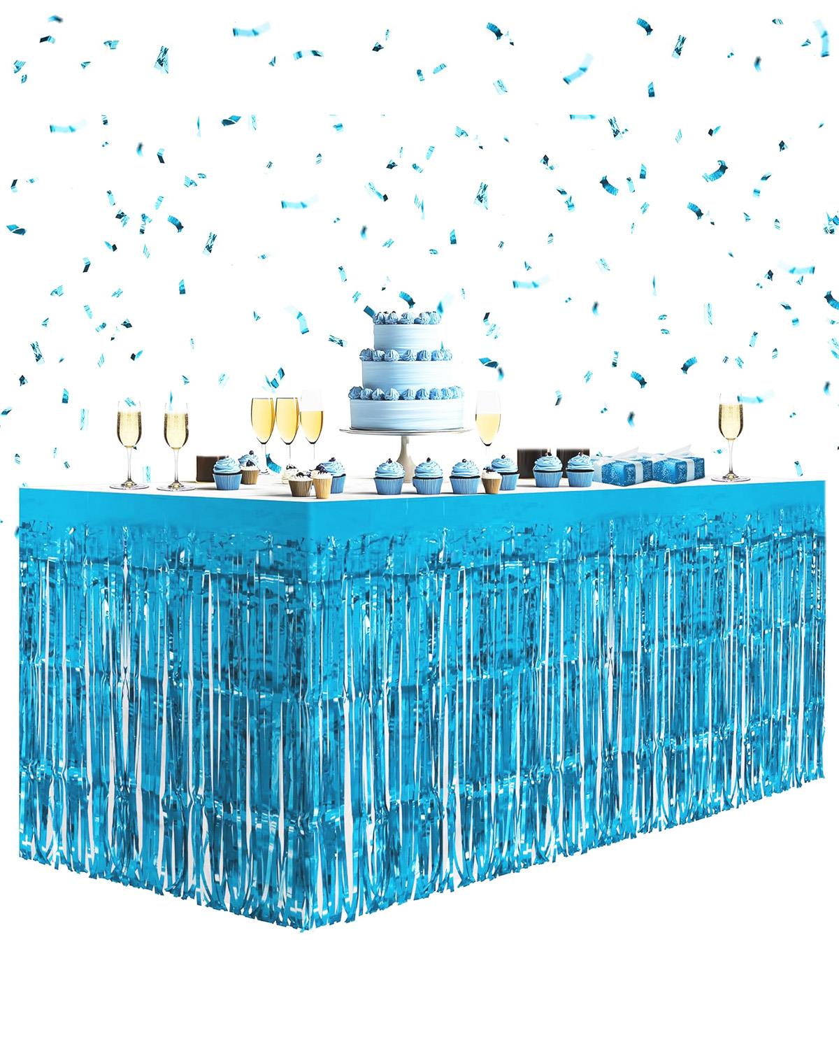 Metalize Masa Eteği Mavi