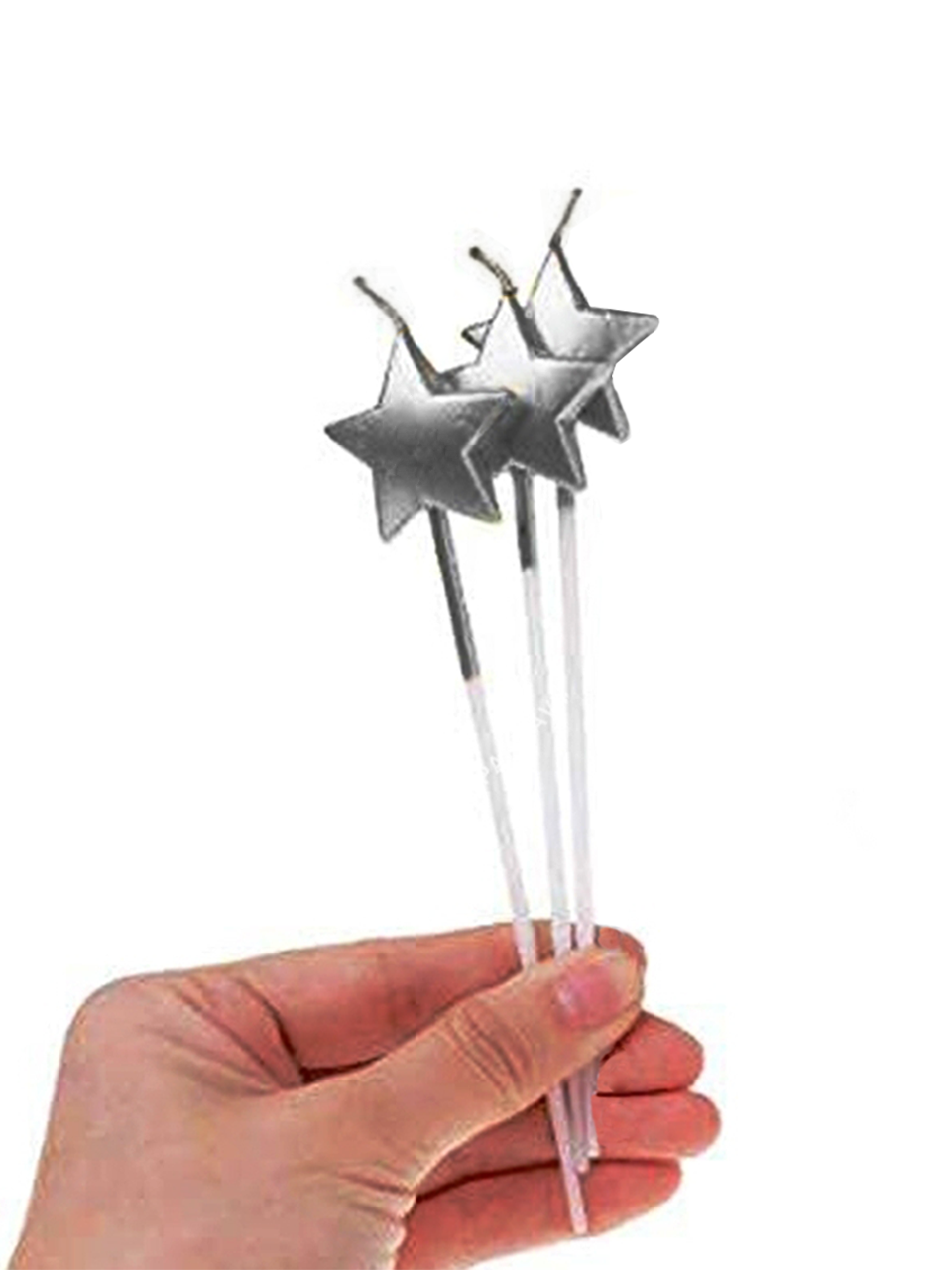 Yıldız Şekilli Pasta Mumu Metalik Gümüş