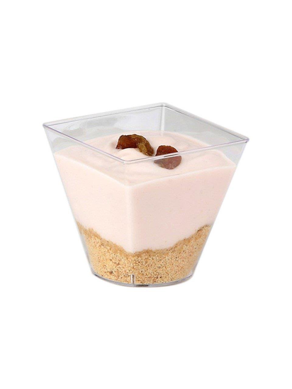 Mini Kare Kap Şeffaf Mini Sunum Tabağı 120 Cc 25'Li