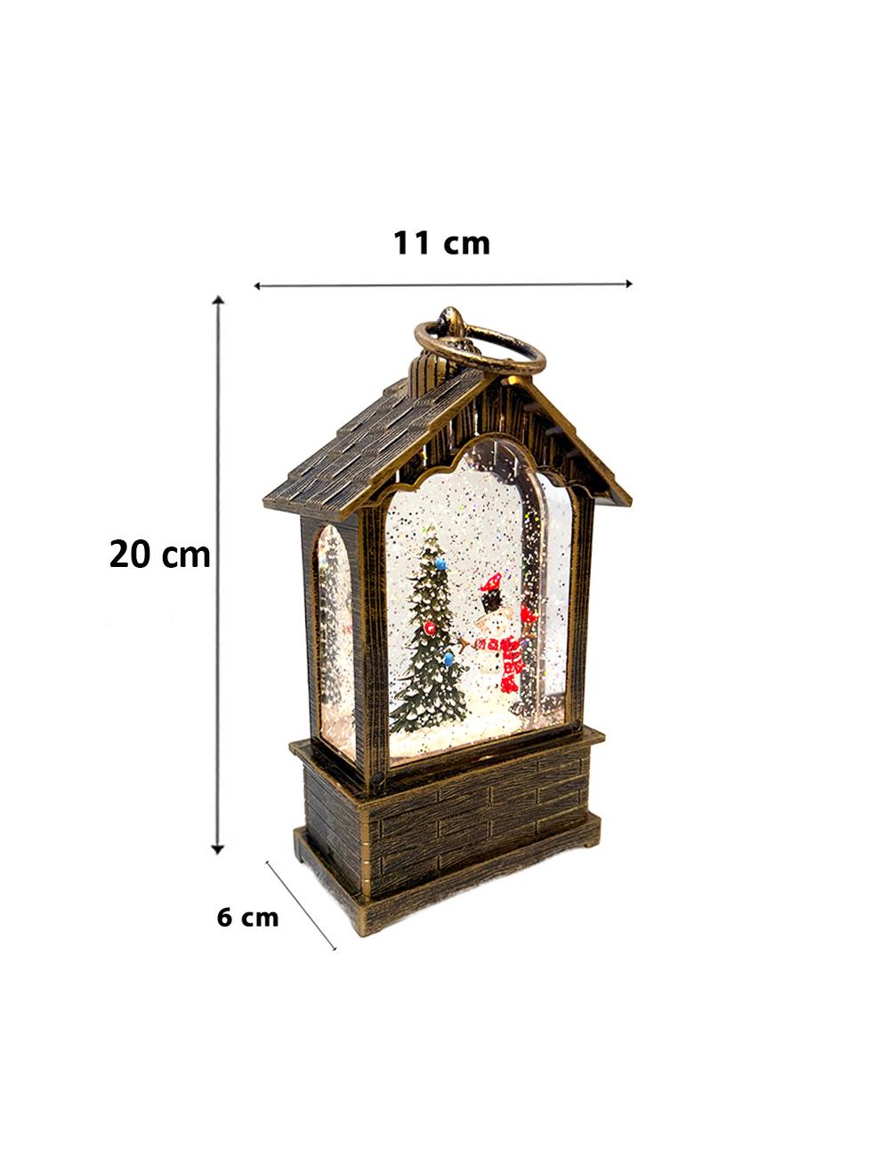Yılbaşı Kardan Adam Hediyelik Kar Küresi Fener Tasarımlı (Işıklı & Müzikli) 20 cm