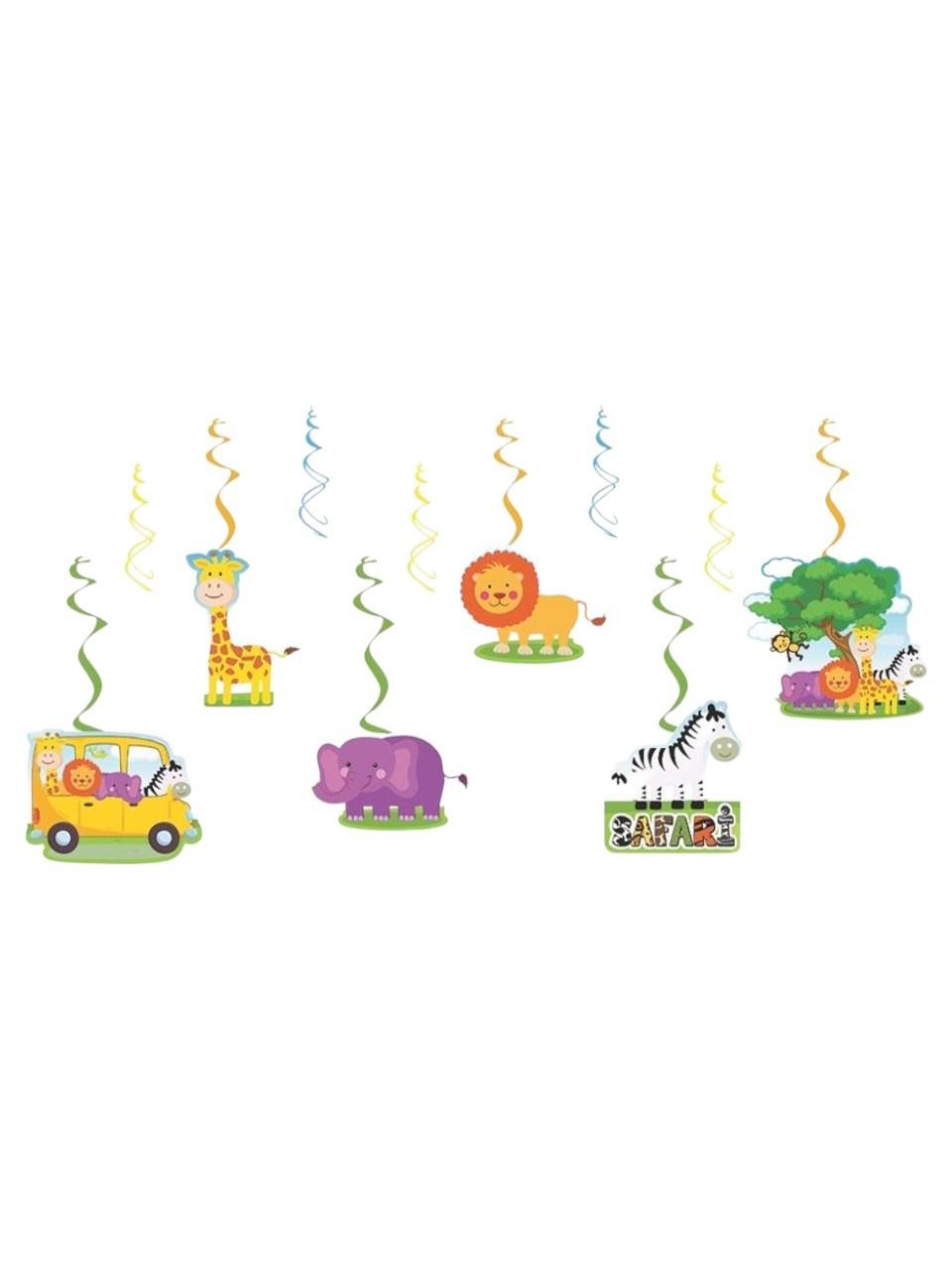 Safari Konseptli Tavan Sarkıt Süs Asılabilir Süs Doğum Günü Süsü
