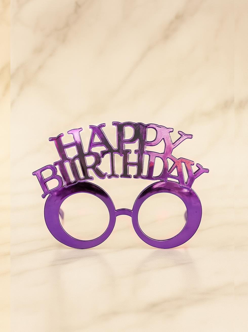 Happy Birthday Yazılı Doğum Günü Partisi Gözlüğü Mor