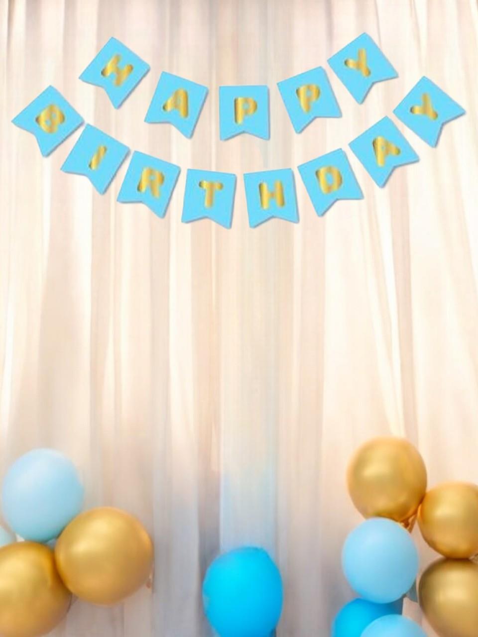 Happy Bırthday Mavi Altın Yazı