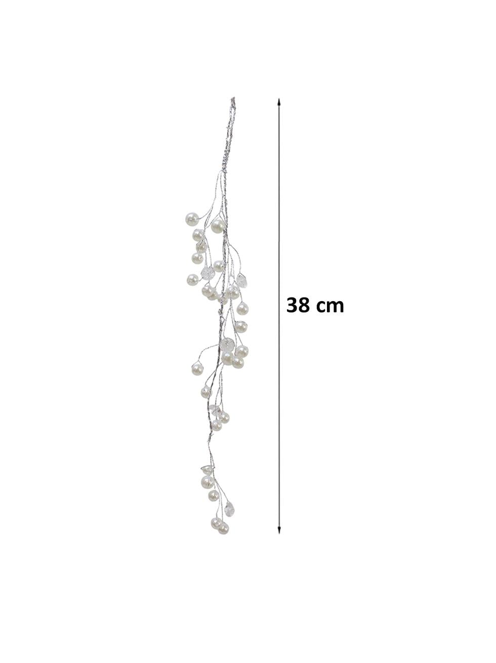 Yılbaşı Ağaç Süsü Lüks İnci Kristal Salkım Dekoratif Süs 38 Cm
