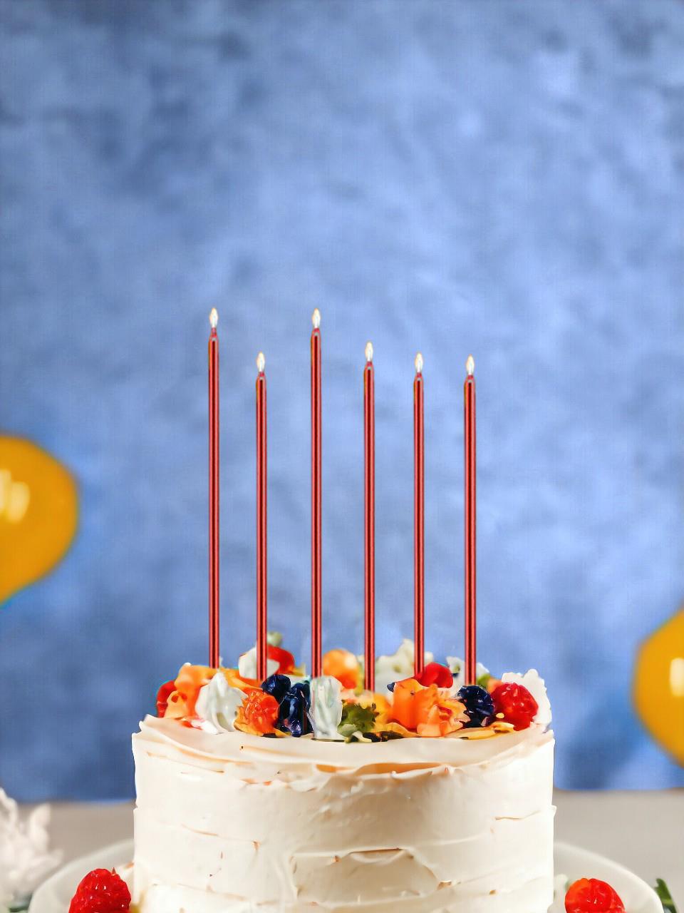 Uzun Pasta Mumu Kırmızı 13 Cm 6'lı