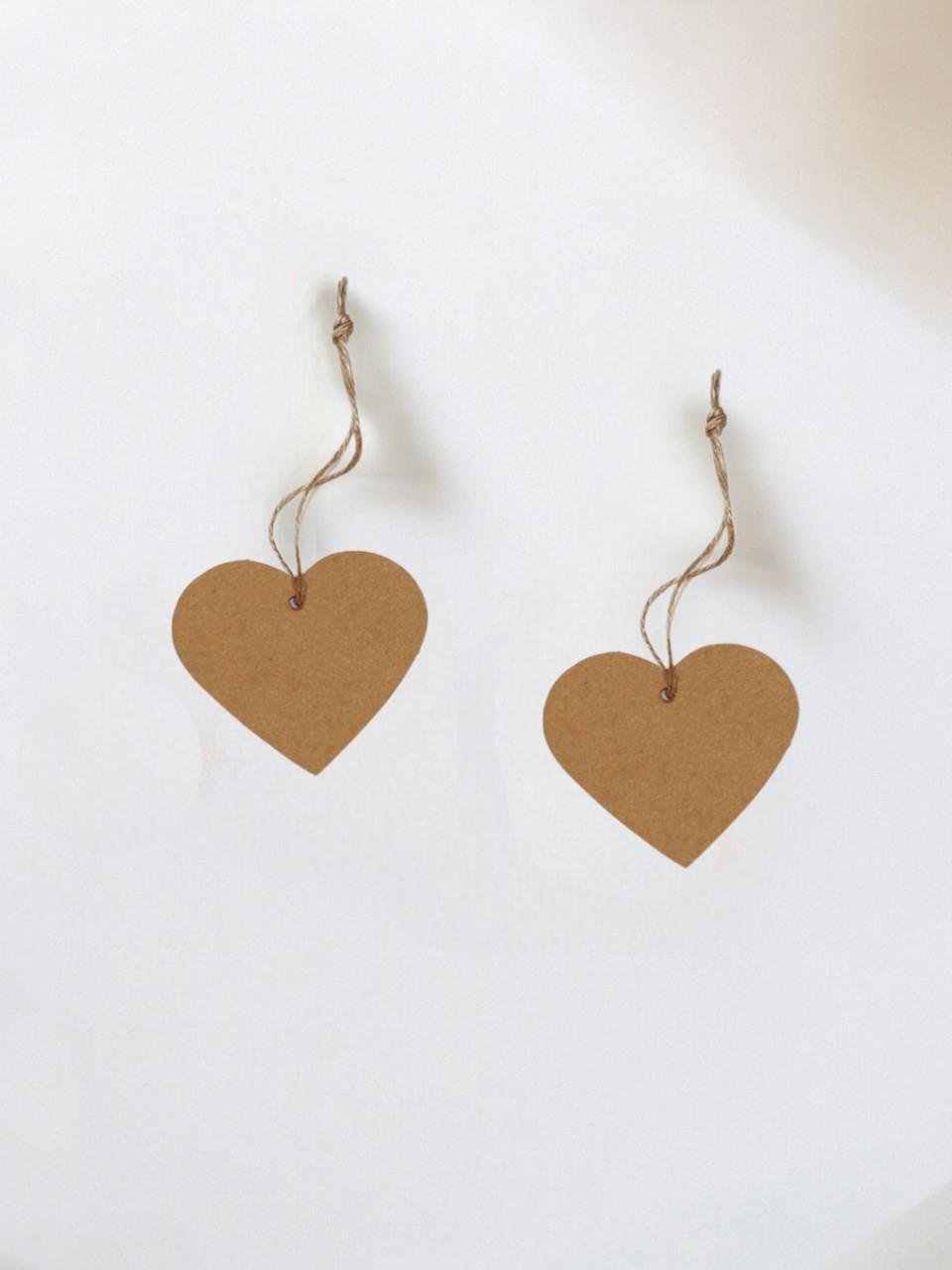 Kraft Hediye Paketi Etiketi Jüt İpli Kalp 12li