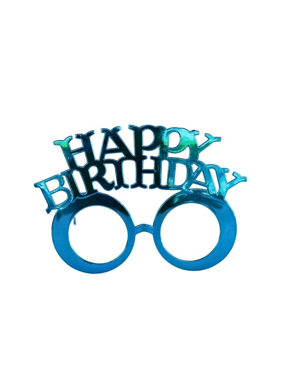 Happy Birthday Yazılı Doğum Günü Partisi Gözlüğü Mavi