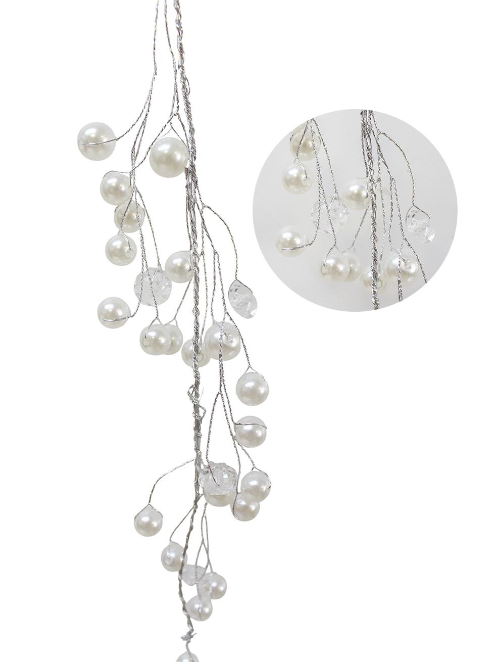 Yılbaşı Ağaç Süsü Lüks İnci Kristal Salkım Dekoratif Süs 38 Cm