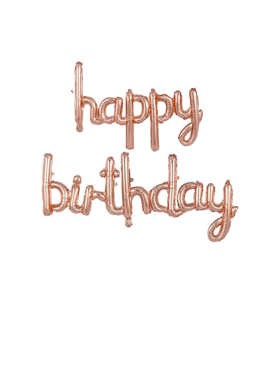 El Yazısı Happy Birthday Folyo Balon Parti Balonu Rose Gold