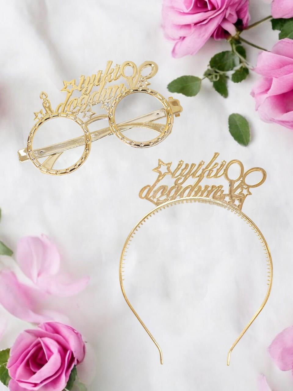 İyi Ki Doğdun Taç Gözlük Set Doğum Günü Parti Aksesuarı Gold