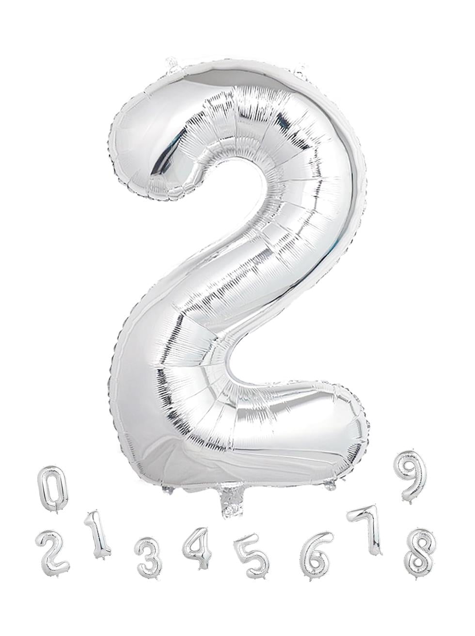 Rakam Folyo Balon 2 Gümüş Renk 100 Cm - 40