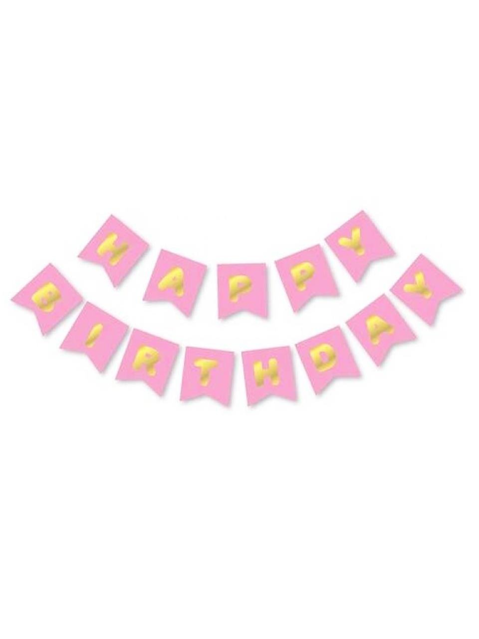 Happy Bırthday Pembe Altın Yazı