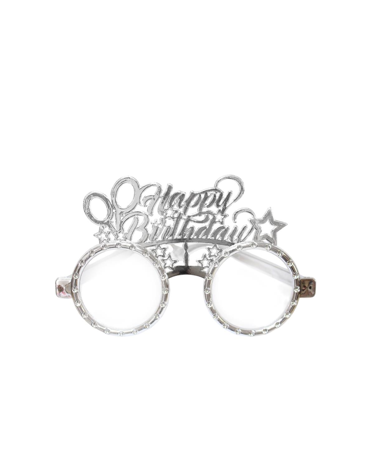 Happy Birthday Taç Gözlük Set Doğum Günü Parti Aksesuarı Gümüş