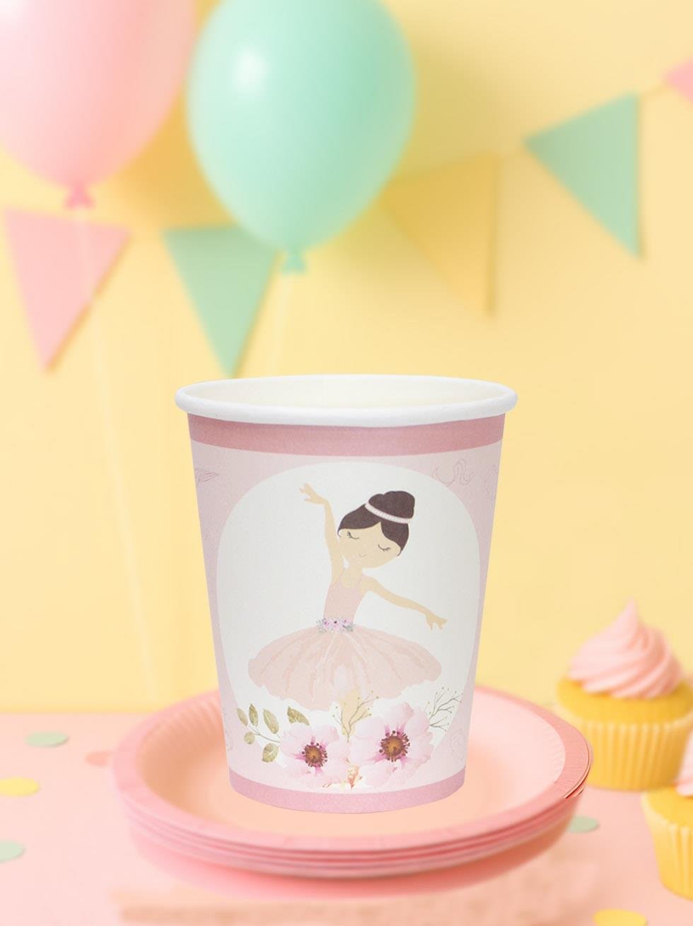 Balerin Temalı Bardak Karton Doğum Günü Bardağı 8li