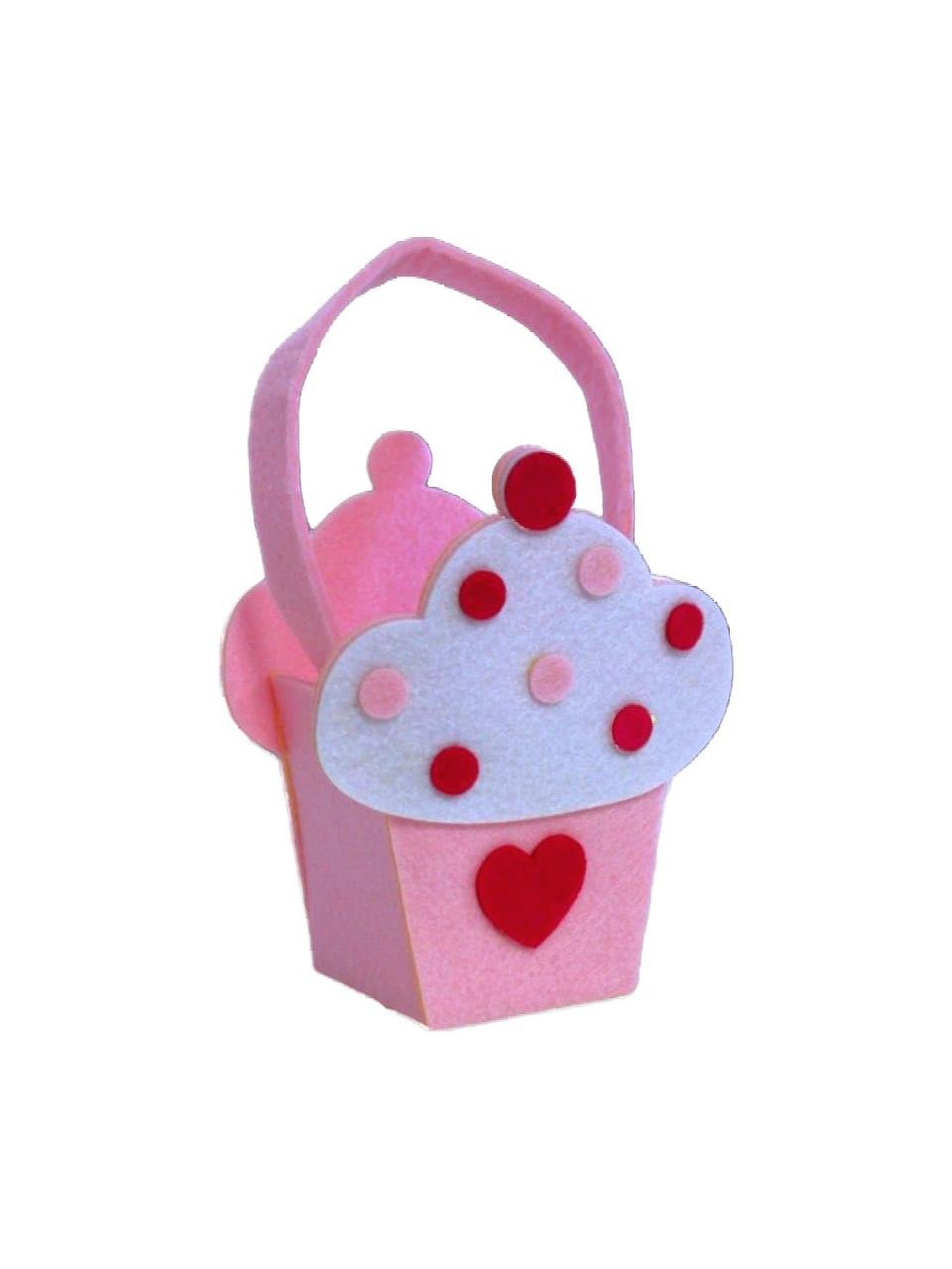 Keçe Cupcake Sepet Pembe