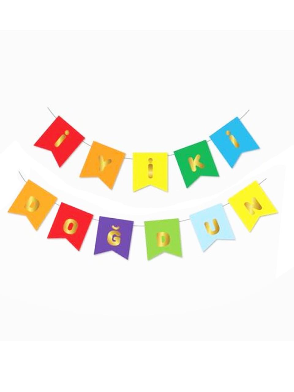 İyi Ki Doğdun Yazı Doğum Günü Banner Renkli Altın