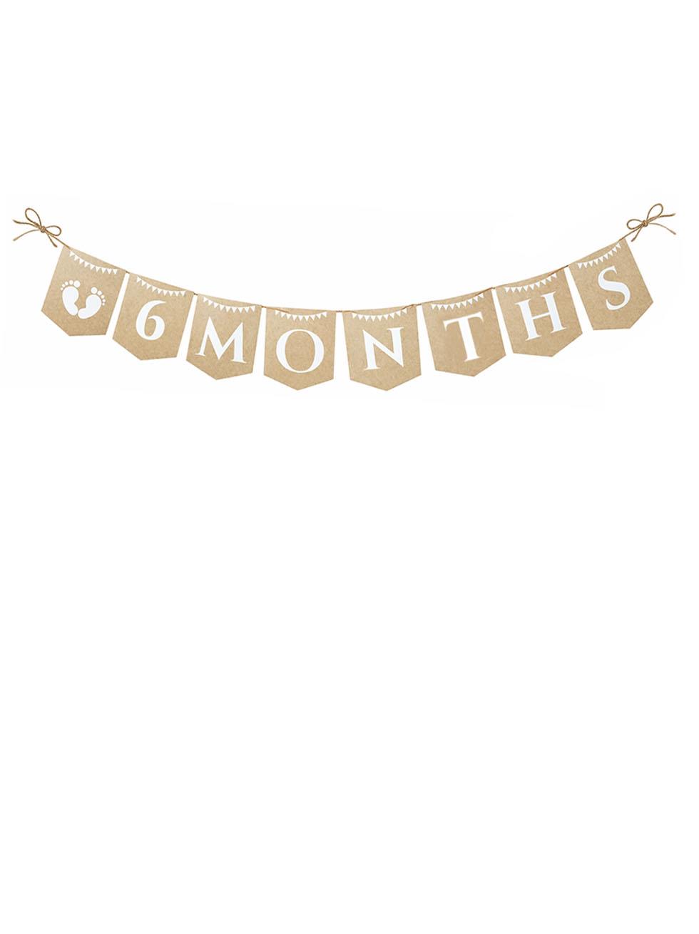 6 Months Kraft Banner – 6 Ay Bebek Doğum Günü Süsleme Flaması