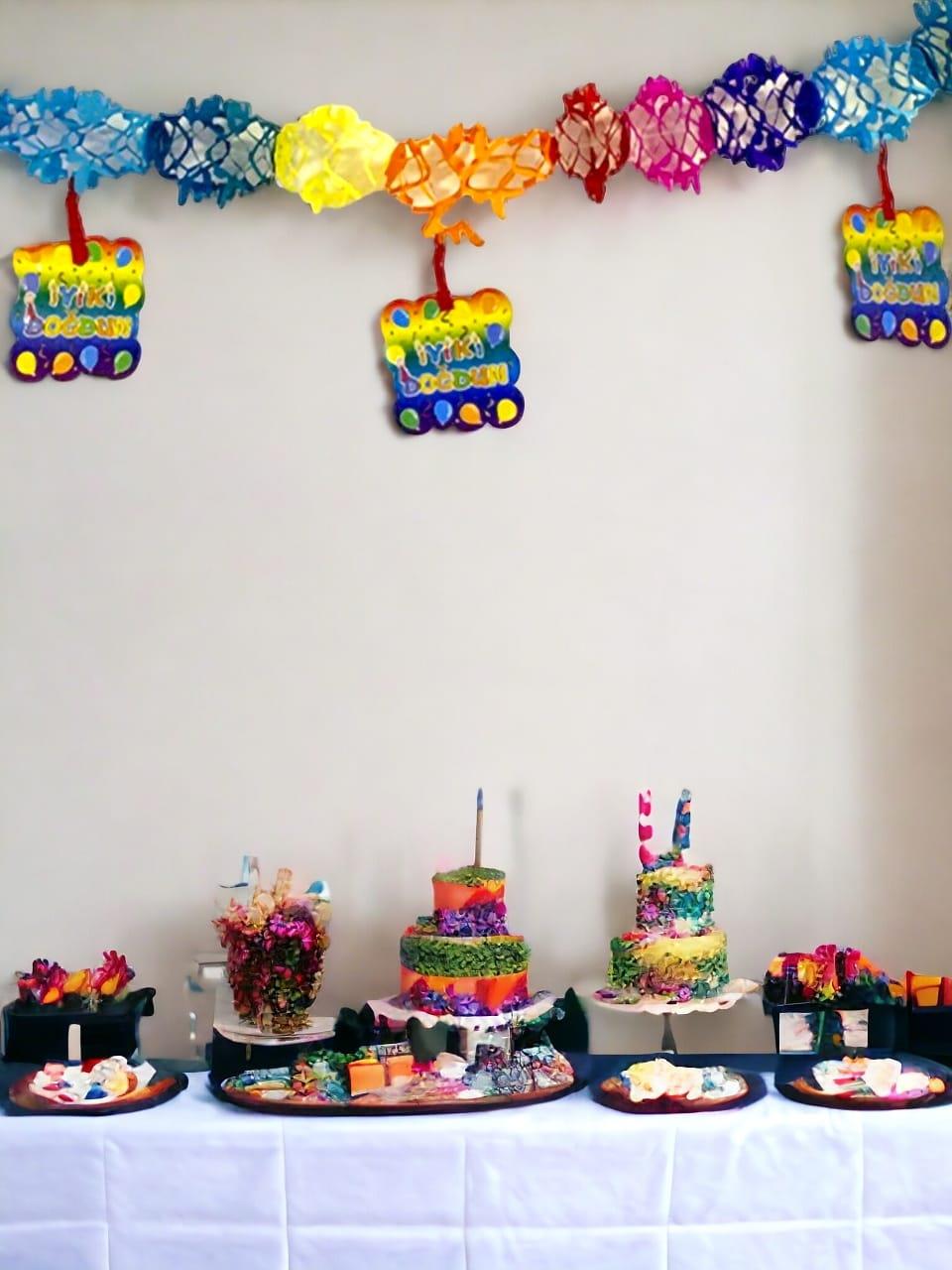 Kağıt Zincir İyi Ki Doğdun Doğum Günü Parti Süsü Renkli 24lü