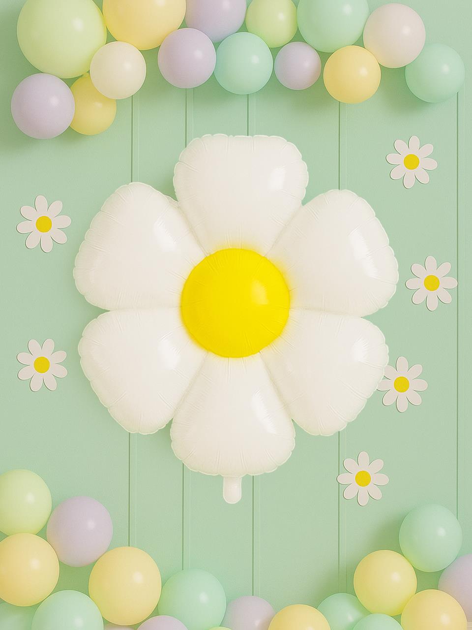 Papatya Folyo Balon Doğum Günü Parti Balonu Beyaz 110 cm