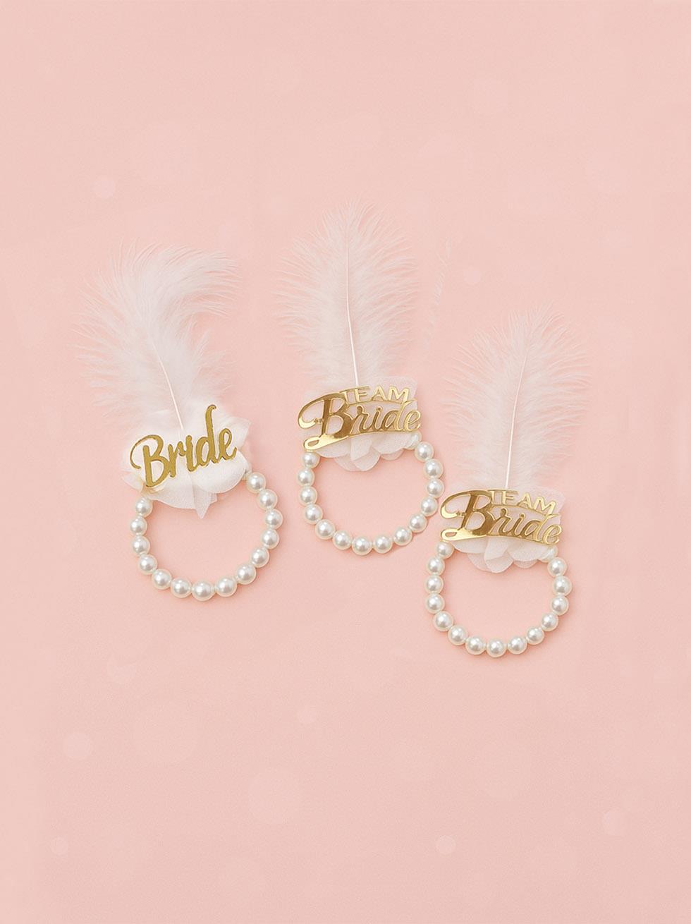 İncili Nedime Bilekliği Bride Bileklik Bekarlığa Veda Partisi Aksesuar Seti Gold 10'lu