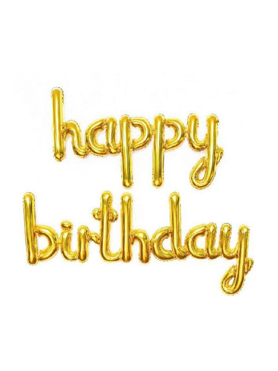 Happy Birthday El Yazısı Altın Folyo Balon