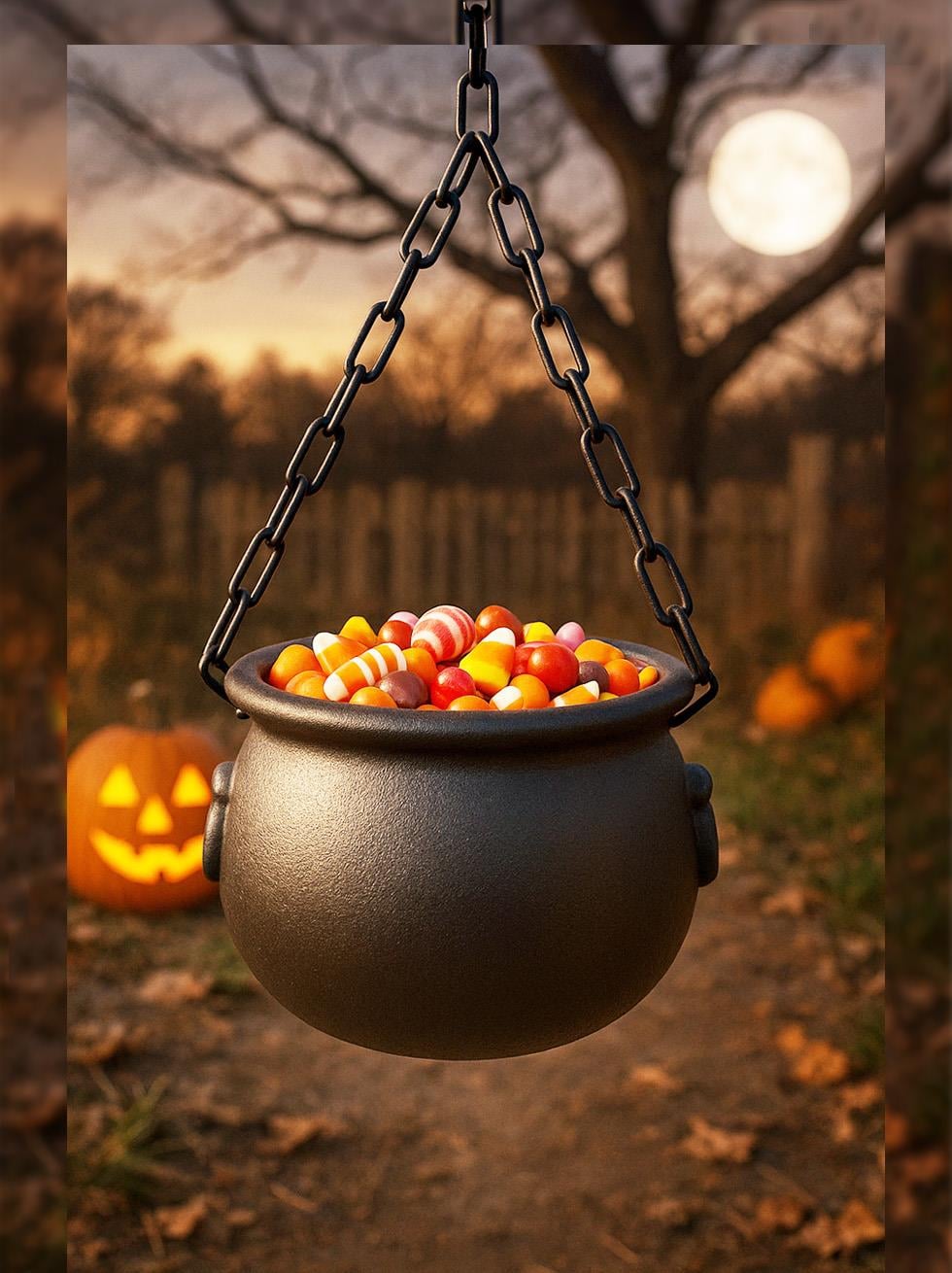 Cadılar Bayramı Cadı Kazanı Şeker Kovası Halloween Parti Dekorasyonu 16 cm
