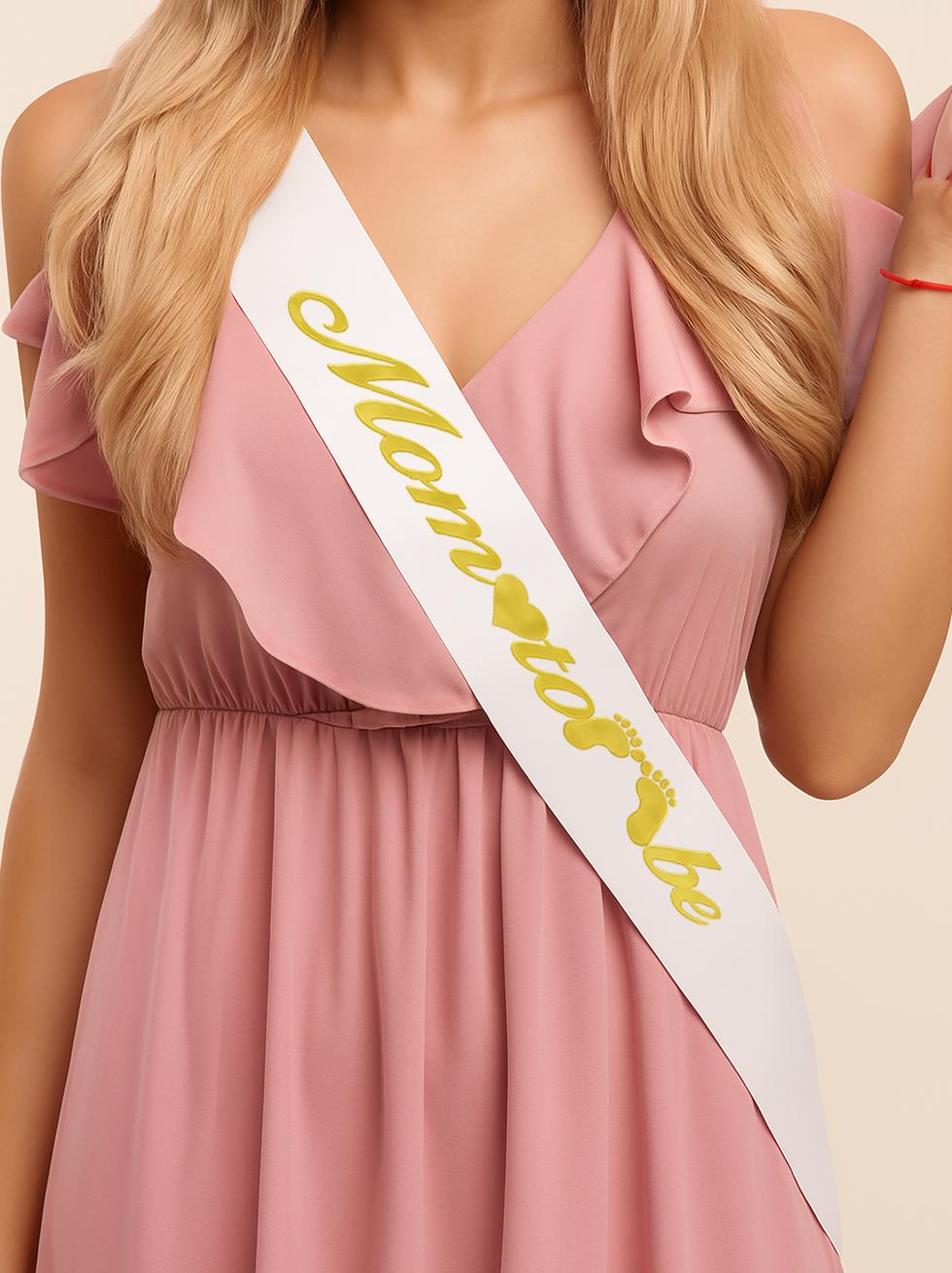 Baby Shower Mom To Be Kuşak Beyaz Gold