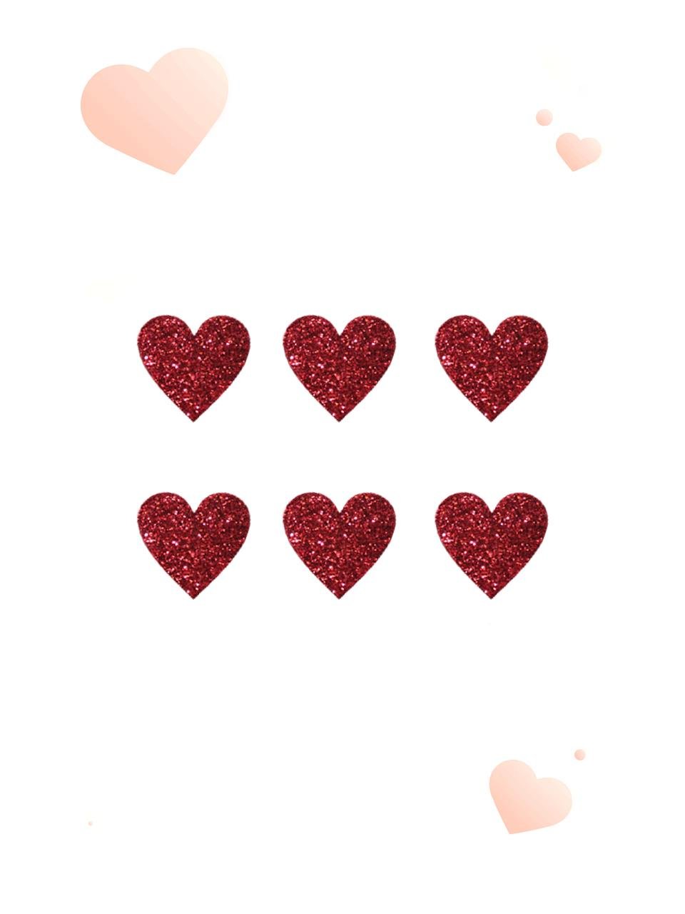 Simli Eva Kalp Paketleme Dekor Süsü Kırmızı 4 cm 12li