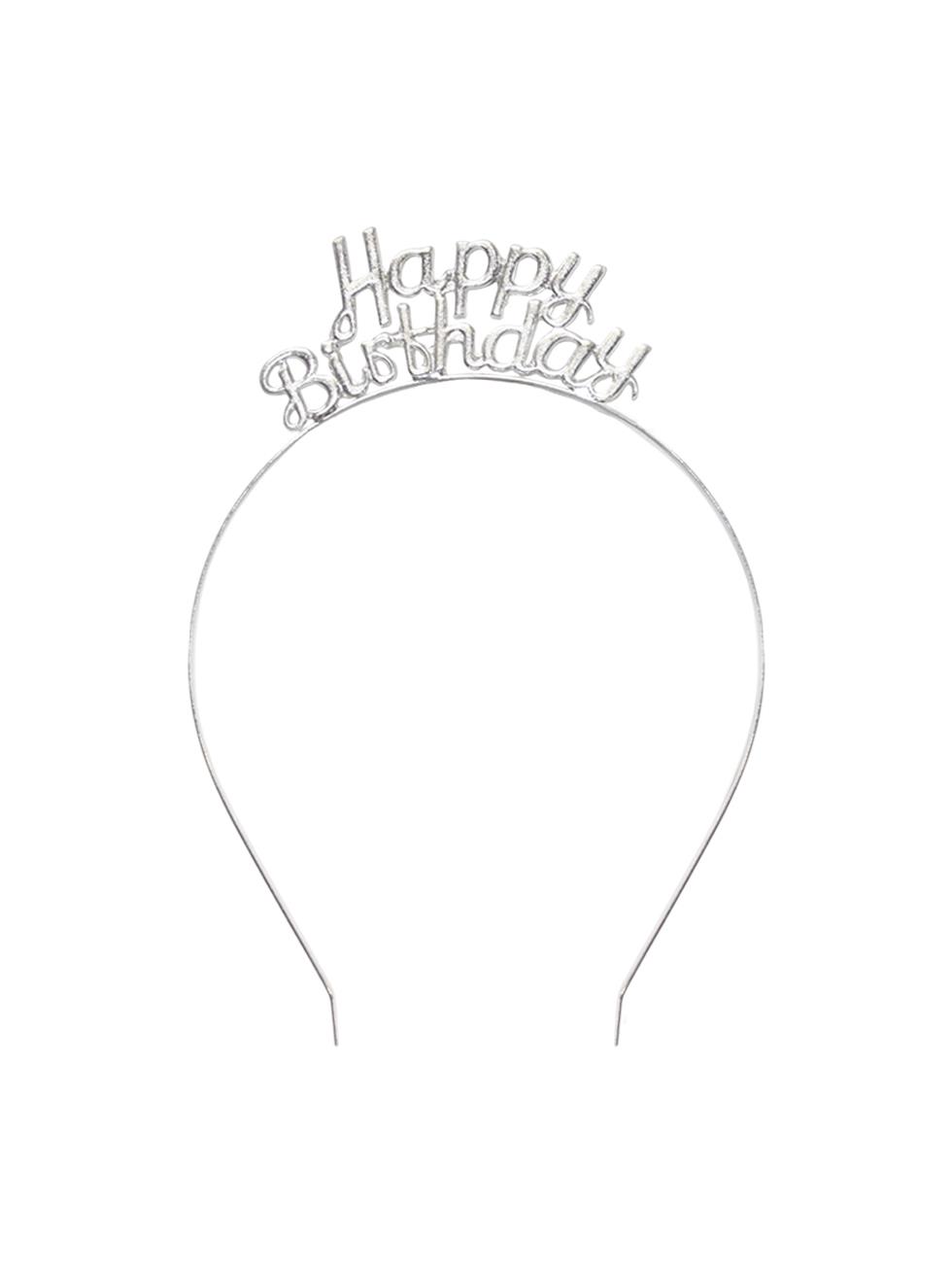 Metal Happy Birthday Taç Doğum Günü Tacı Gümüş