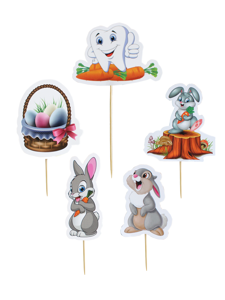 Tavşan Temalı Kürdan Diş Buğdayı Cupcake Kürdanı Pasta Süsü 5li