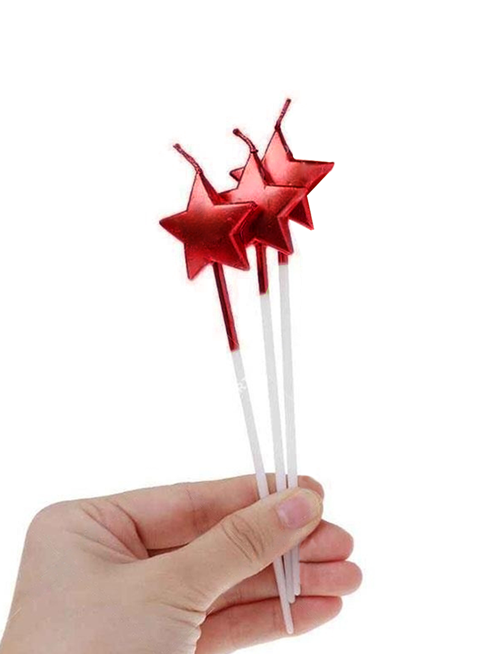 Yıldız Şekilli Pasta Mumu Metalik Kırmızı