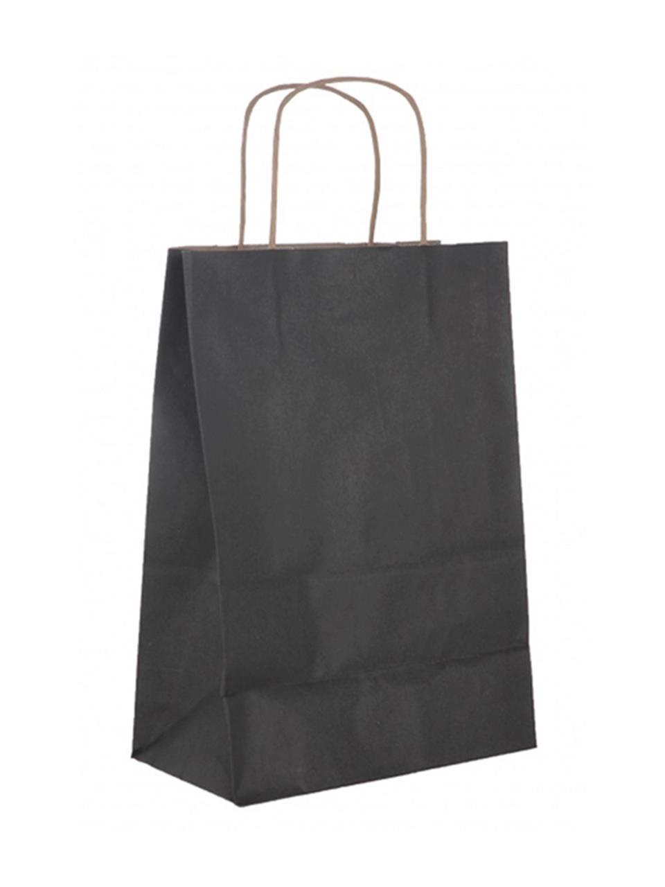 Büküm Saplı Karton Çanta 32x41x12 Cm Siyah 25'li 