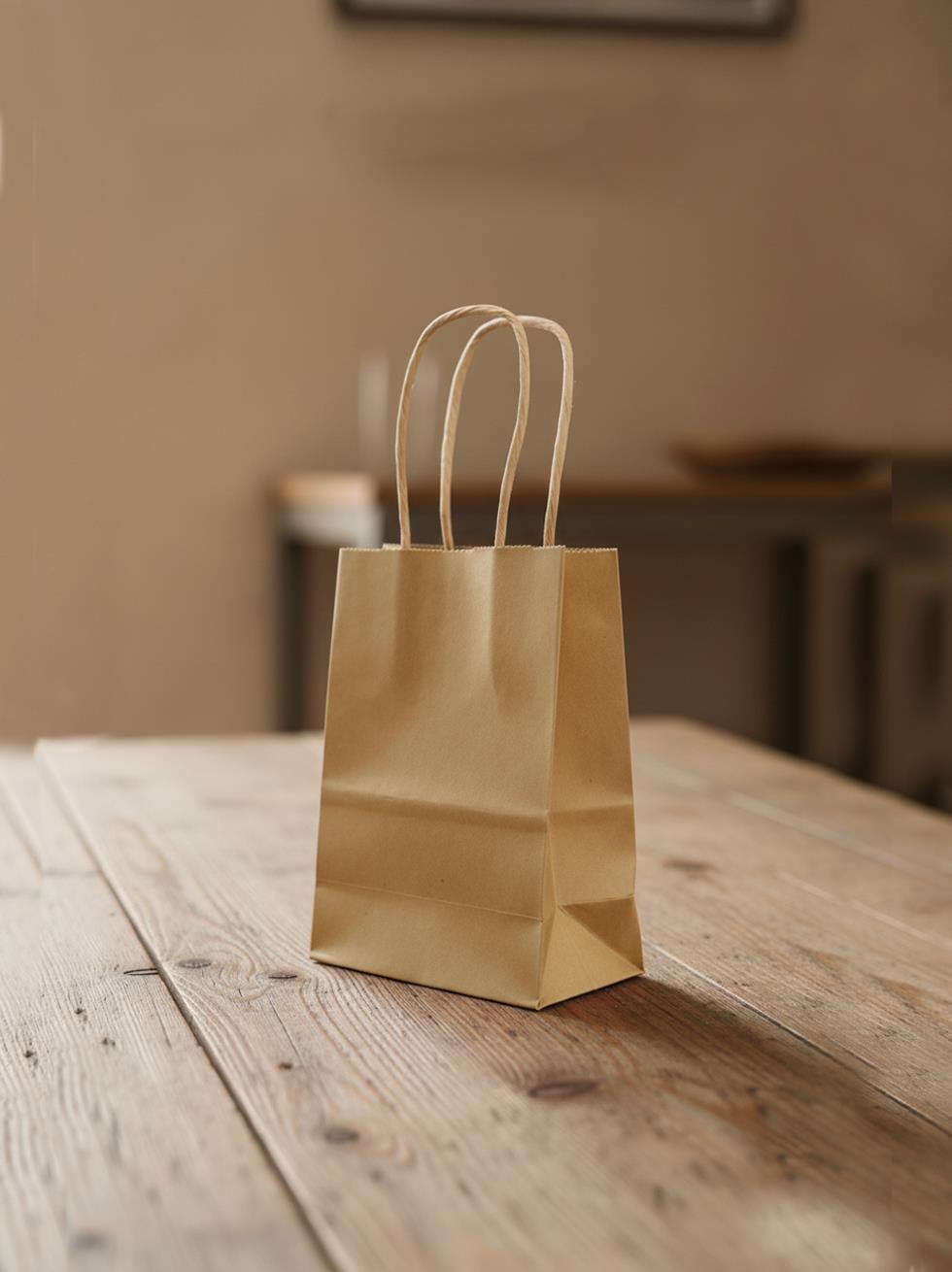 Karton Çanta Alışveriş Çantası Hediye Çantası Kraft 10x15 cm 12li