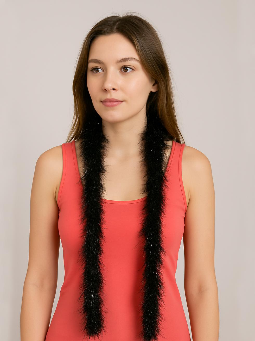 Simli Otriş Tüy Bekarlığa Veda Parti Kostüm Aksesuarı Siyah 2 m