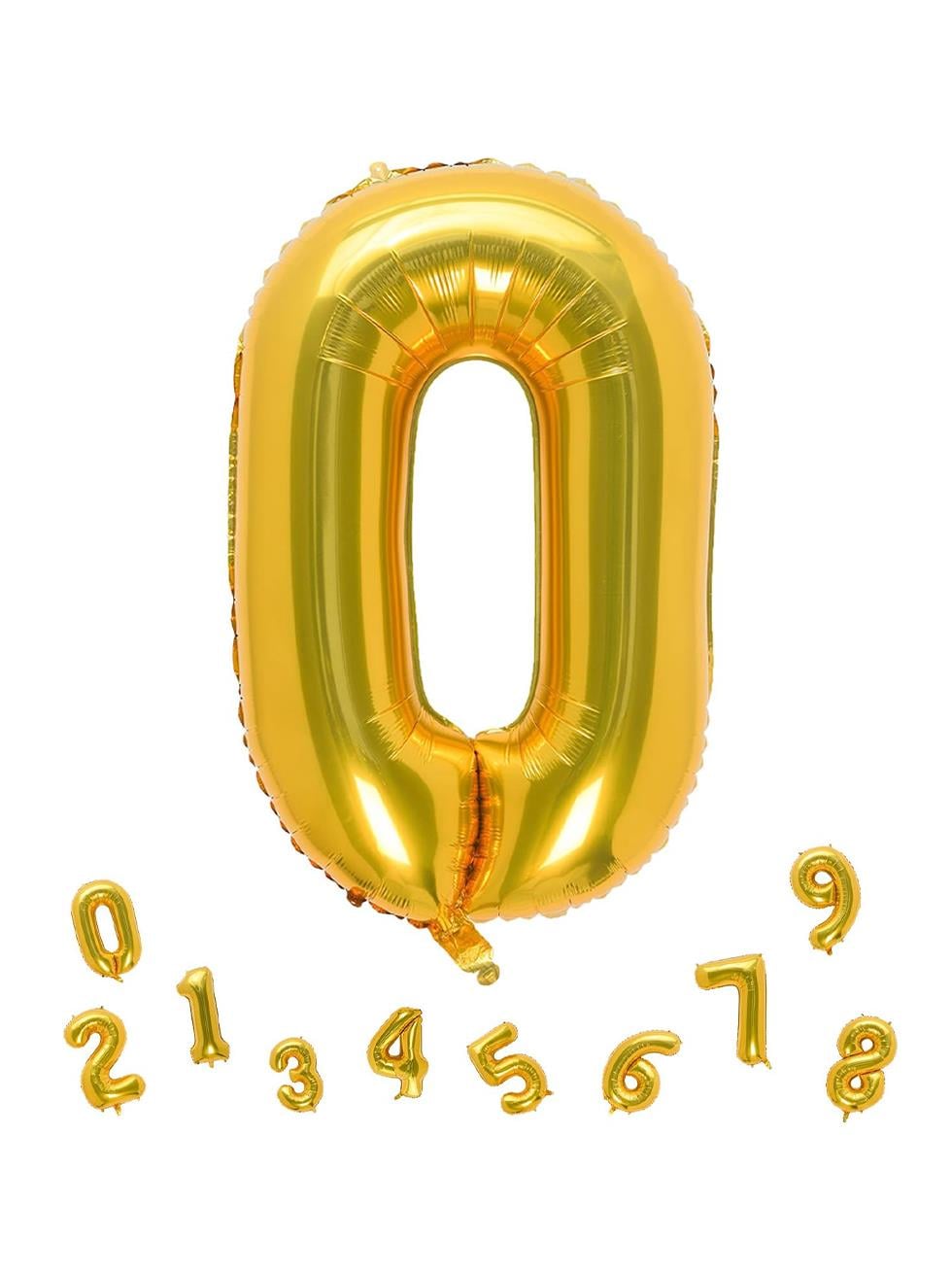 Rakam Folyo Balon Doğum Günü Parti Balonu 0 Altın Renk 86 cm 34 inc