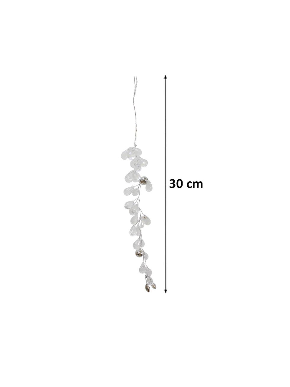 Yılbaşı Ağaç Süsü Lüks Kristal Damla Dal Salkım Dekoratif Süs 30 cm