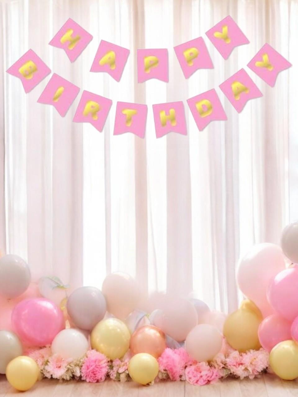 Happy Bırthday Pembe Altın Yazı