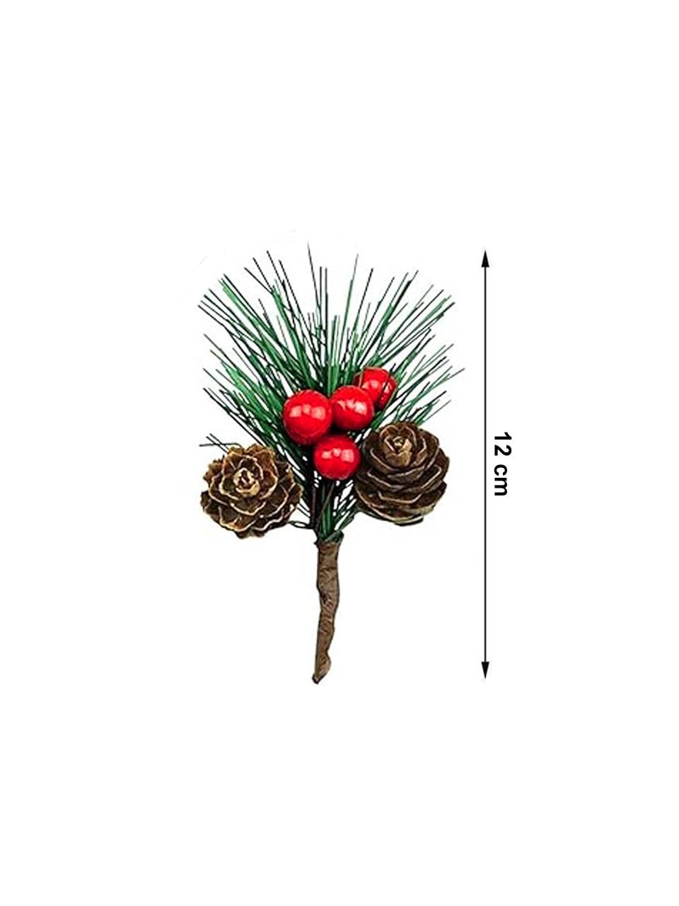 Yılbaşı Dekoru Kozalaklı Berry Kokinalı Süslü Dal 12 cm 12li