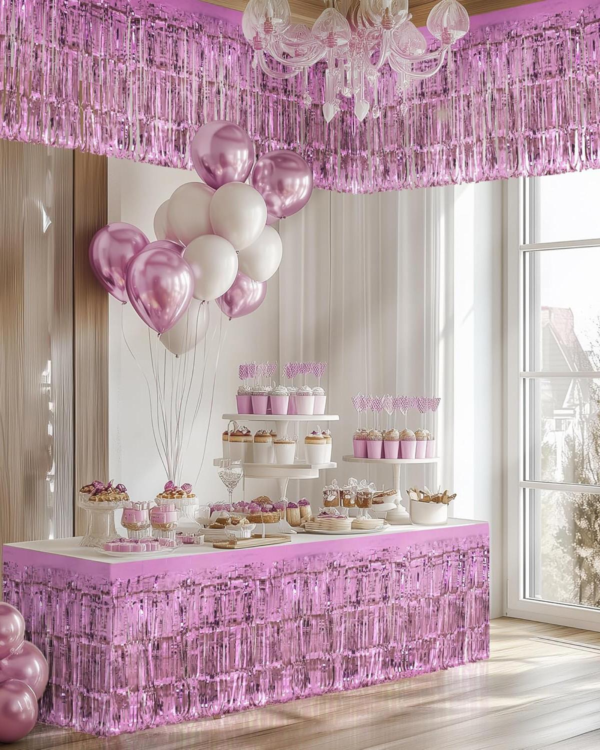 Metalize Masa Eteği Pembe