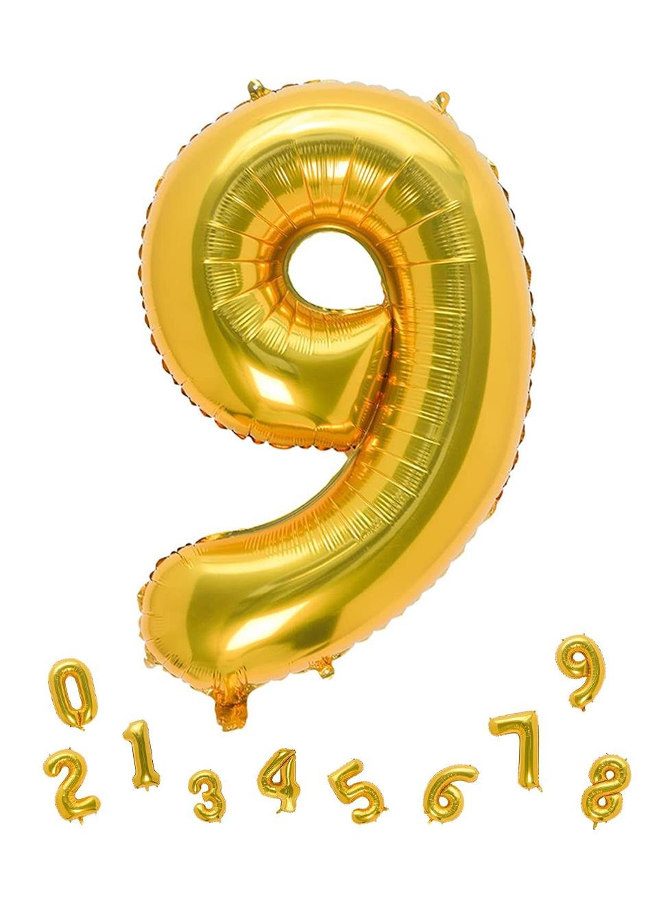 Rakam Folyo Balon 9 Altın Renk 100 Cm - 40