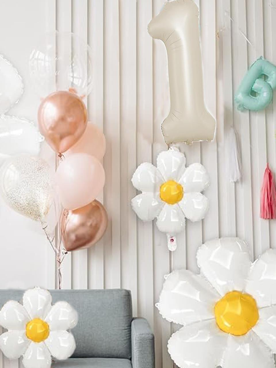 Papatya Folyo Balon Doğum Günü Parti Balonu Beyaz 50 cm