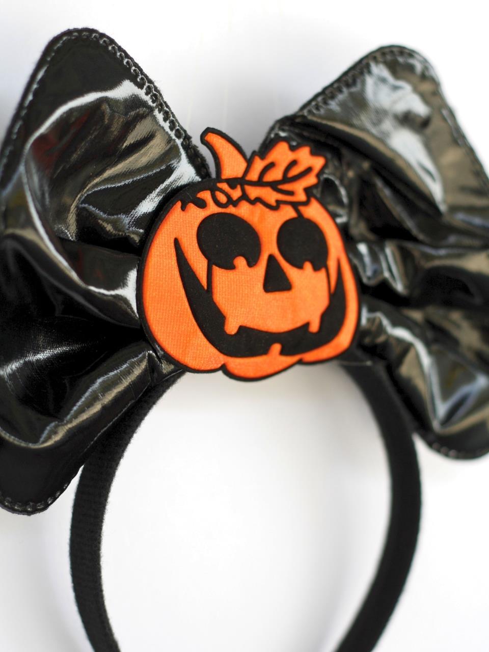 Cadılar Bayramı Fiyonklu Balkabaklı Taç Halloween Parti Aksesuarı Siyah