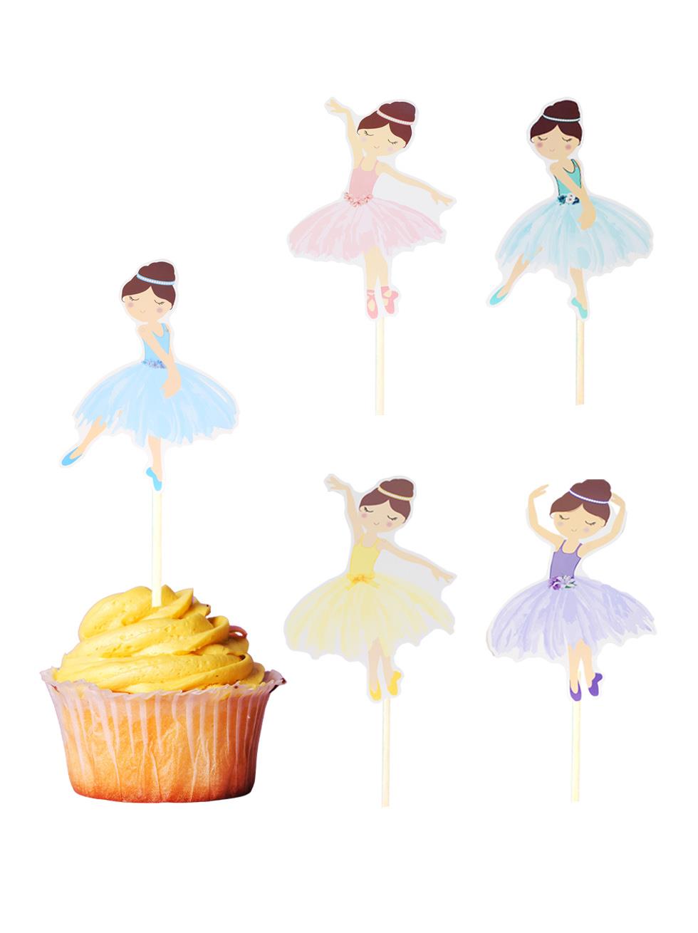 Balerin Temalı Kürdan Figürlü Pasta Süsü Cupcake Kürdanı 10lu