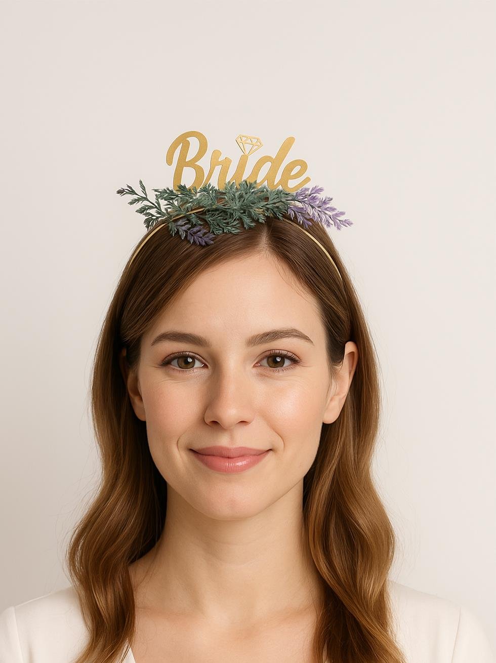Bride Altın Pleksi Taç Lavanta Çiçekli Bekarlığa Veda Parti Tacı