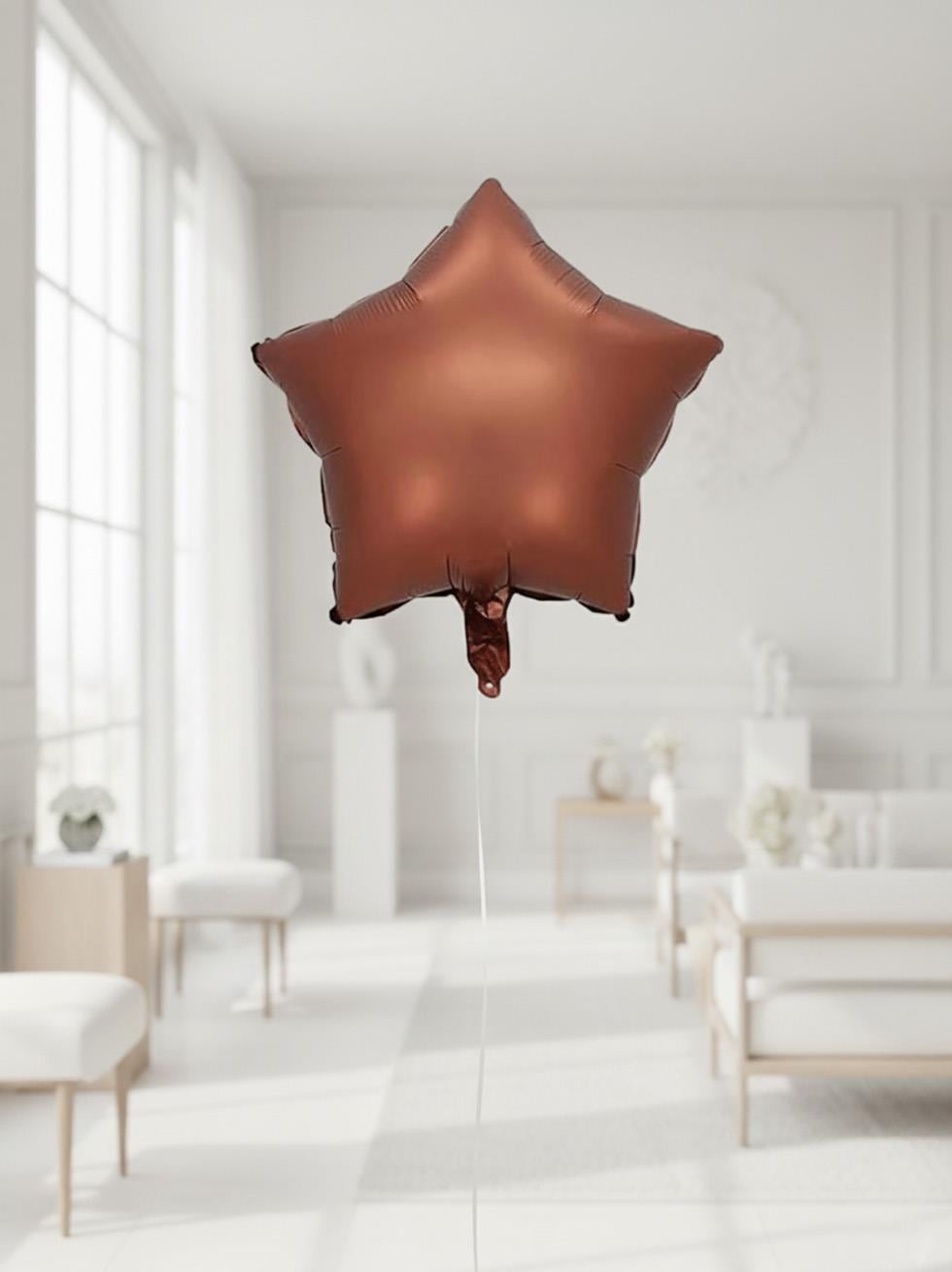 Yıldız Folyo Balon Bronz Karamel Rengi Yıldız Figürlü Uçan Parti Balonu 18inc