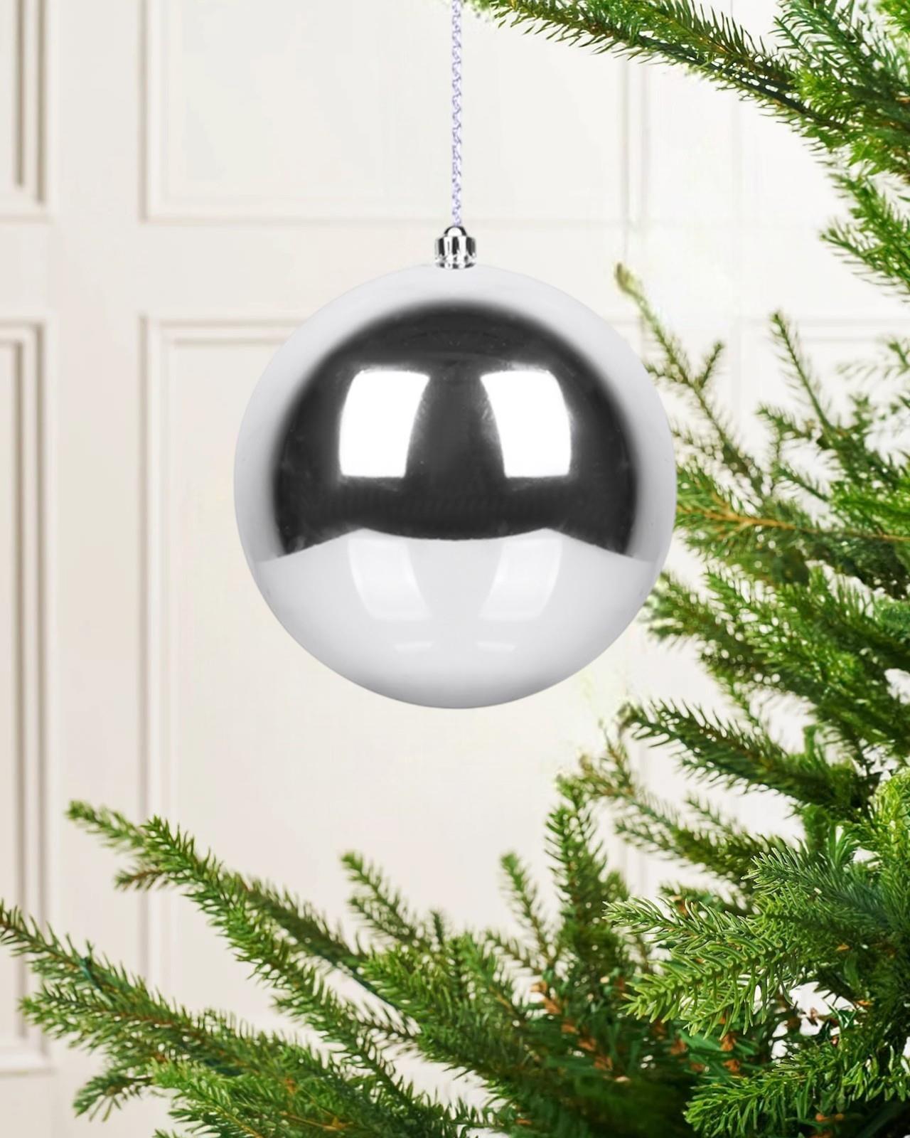 Yılbaşı Topları Çam Ağacı Süsleri Gümüş Rengi 15 cm