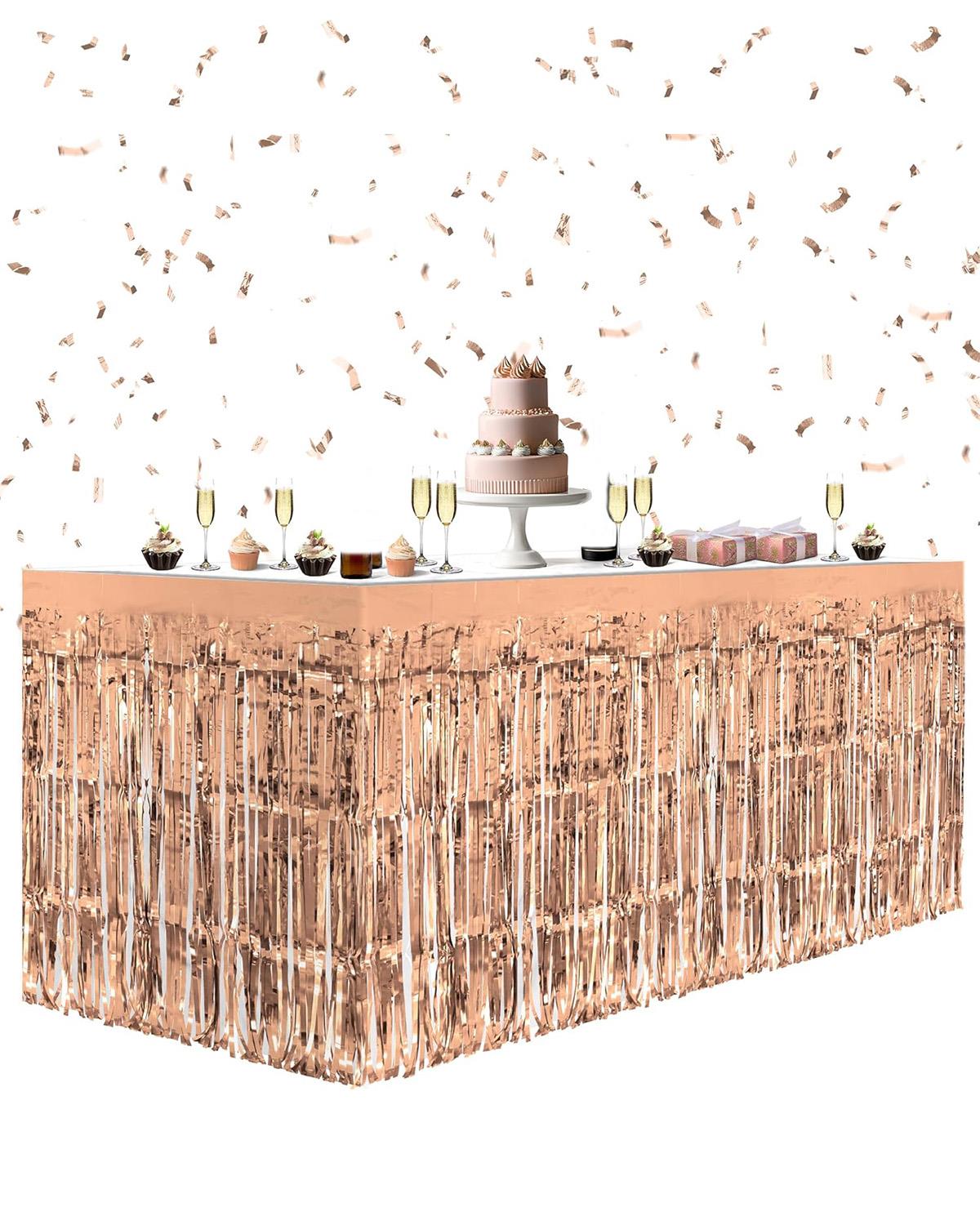 Metalize Parti Masa Eteği Masa Süsü Rose Gold